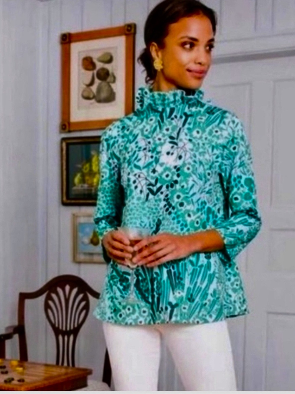 Women's Tuckernuck Floral Ruffle-Neck Blouse